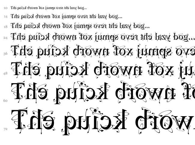 Kingthings Frontwards / Backwards font waterfall